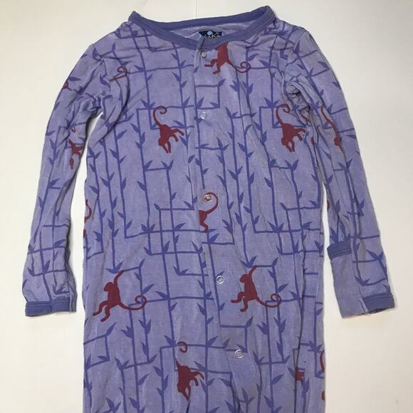 Kickee Pants Bamboo Monkey Footed Pajamas 3T - Picture 3 of 5